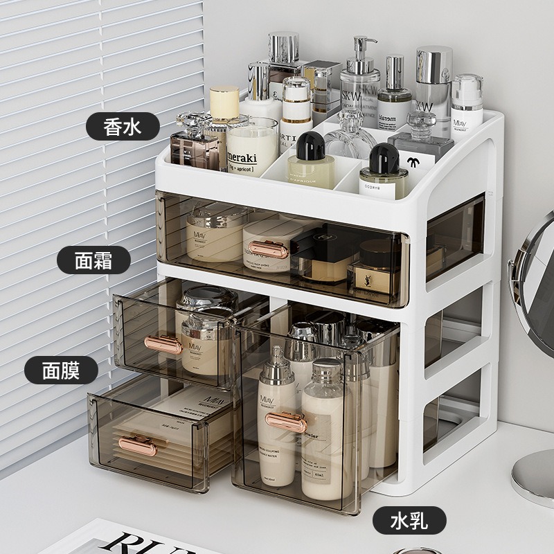 High Luxury Skincare - Desktop-Kosmetik-Aufbewahrungsbox, Hochwertiges Hautpflegeprodukt-Sortierregal, Luxuriöse Staubdichte Transparente